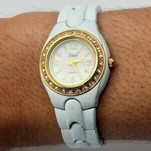 Gold & White Crystal Vivani Watch